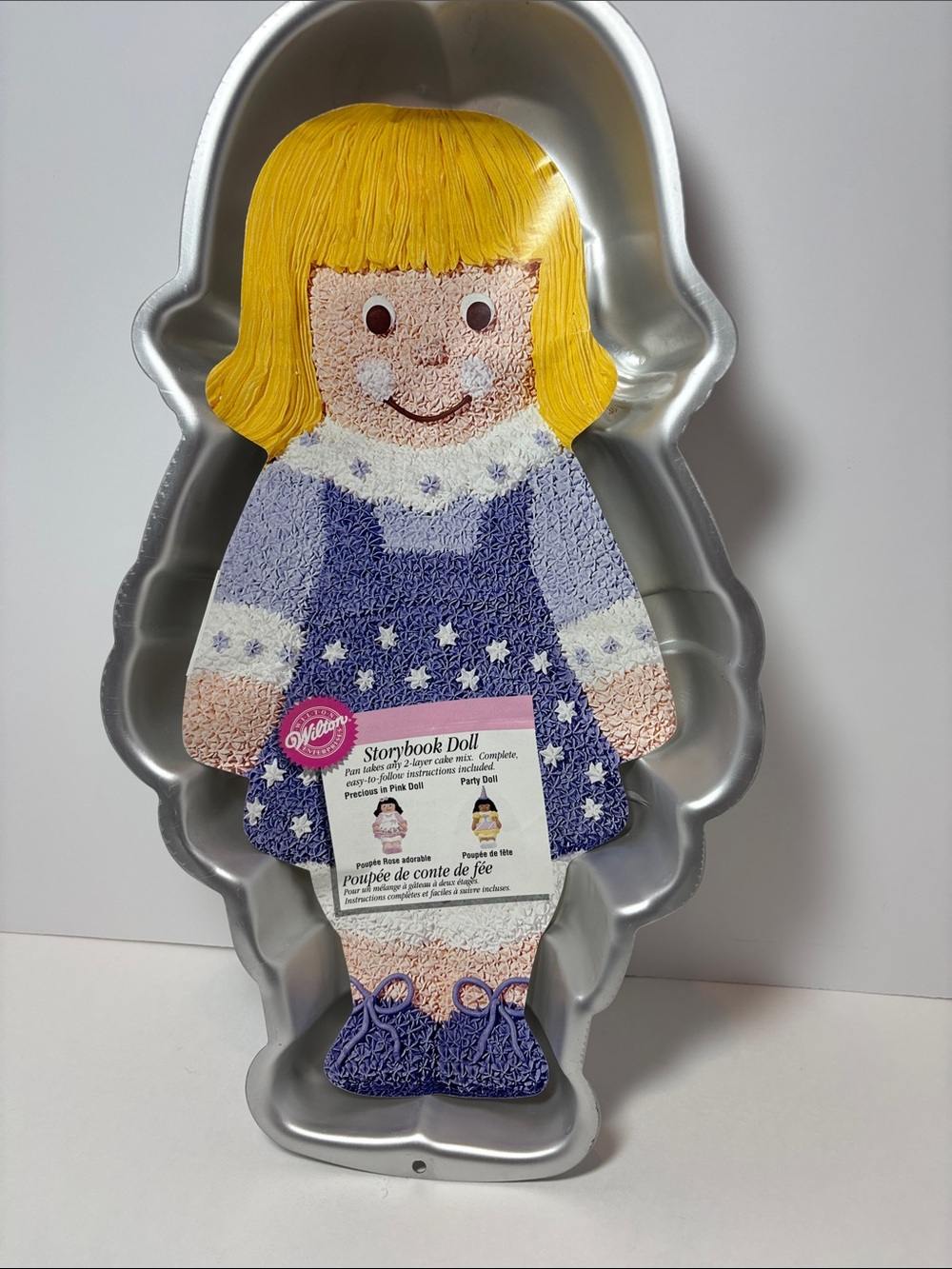 Wilton Doll Cake Pan with Purple Dress and Yellow Hair